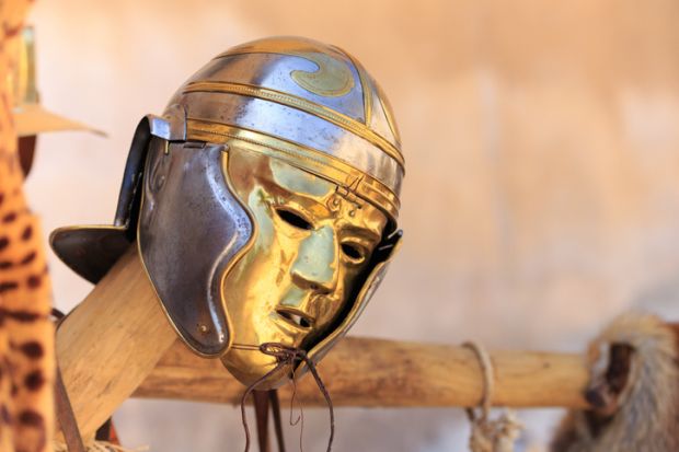 A Roman gladiator mask