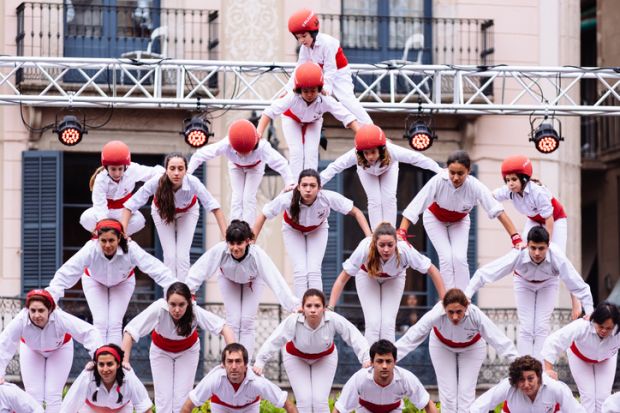 A human pyramid A human pyramid