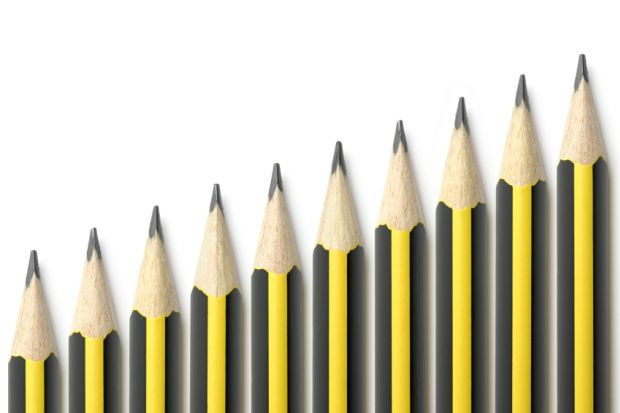 Pencils in a row
