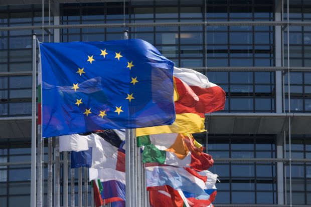 European Union (EU) flags flying