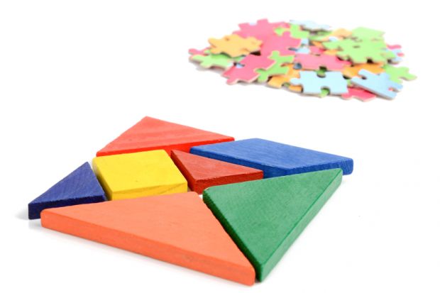 Tangram puzzle with seven pieces Tangram puzzle with seven pieces