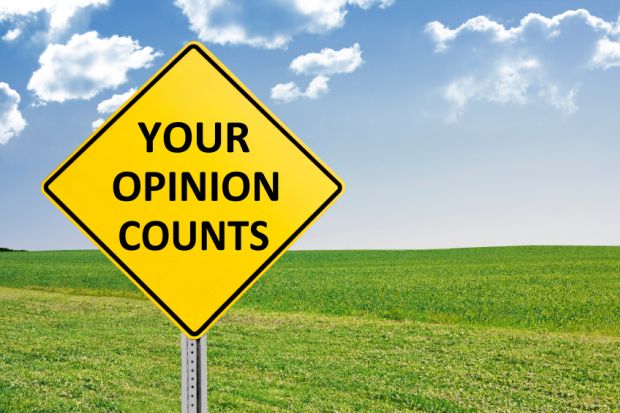 Sign saying 'Your Opinion Counts'