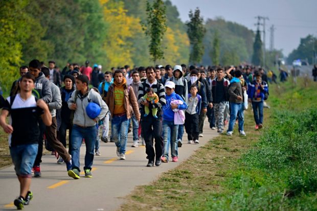 Refugees leaving Hungary in October 2015