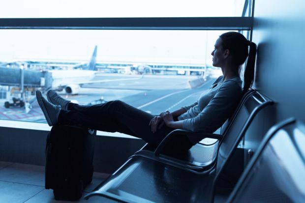 Woman waiting in airport