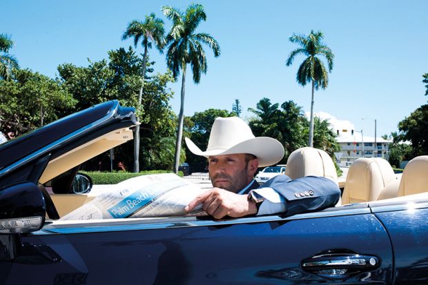 Jason Statham in car in Palm Beach