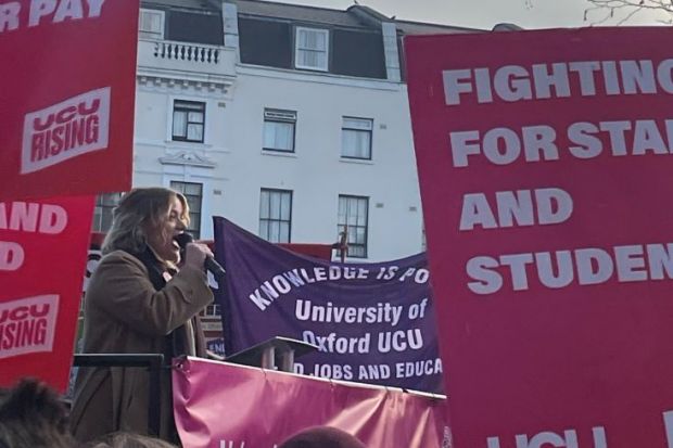 Jo Grady at UCU rally in London