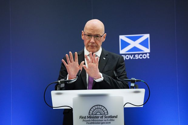 First Minister John Swinney speaks at the Queen Elizabeth University Hospital, on 16 June, 2025 in Glasgow, Scotland. He is speaking to guests from health, local government, education, and justice sectors as he lays out plans to renew public services. First Minister John Swinney speaks at the Queen Elizabeth University Hospital, on 16 June, 2025 in Glasgow, Scotland. He is speaking to guests from health, local government, education, and justice sectors as he lays out plans to renew public services.