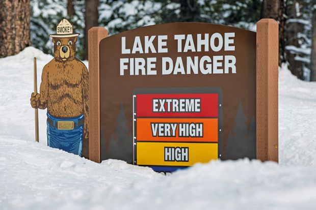 Lake Tahoe fire sign