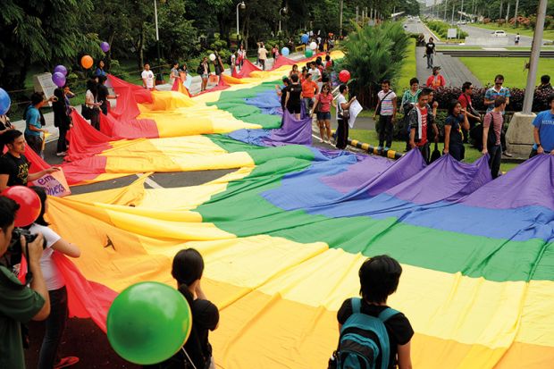 Large rainbow pride flag