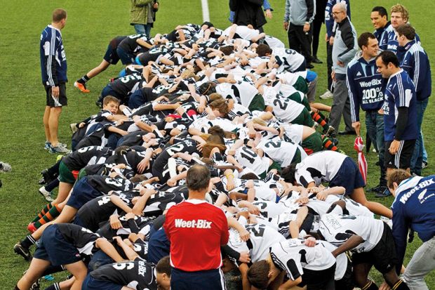 Two-hundred-two little rugby players gather at College Rifles Rugby Club in Auckland, New Zealand, as they attempt to break a world record for participating in a rugby scrum. To illustrate countries coming to join Horizon Europe