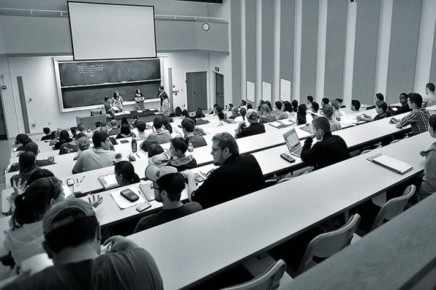 Lecture hall with students