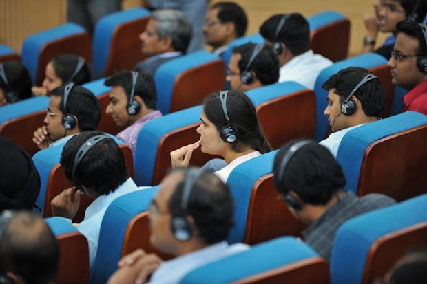lecture with headsets