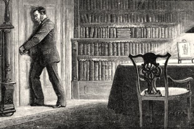 A man holds a library door closed, illustrating incomplete open access A man holds a library door closed, illustrating incomplete open access