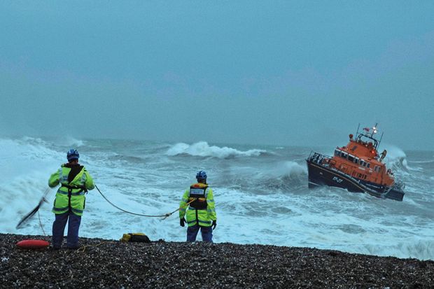 Lifeboat in rough seas