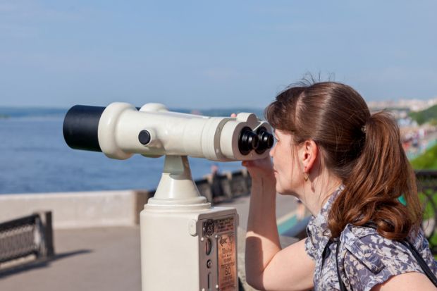 Look in binoculars