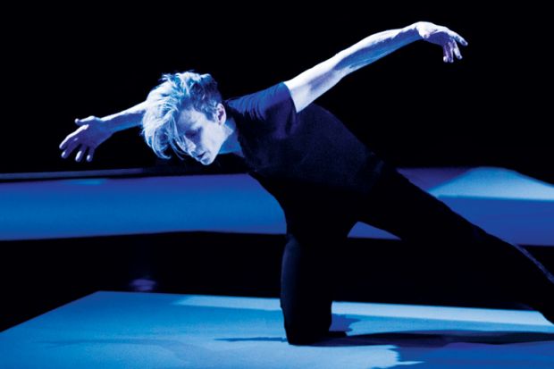 Louise Lecavalier striking dance pose in So Blue Louise Lecavalier striking dance pose in So Blue