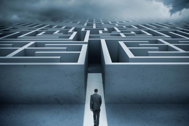 Man entering maze Man entering maze