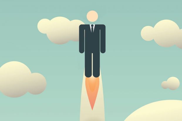 Man in suit flying in sky (social mobility) Man in suit flying in sky (social mobility)