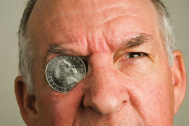 Man with coin monocle Man with coin monocle