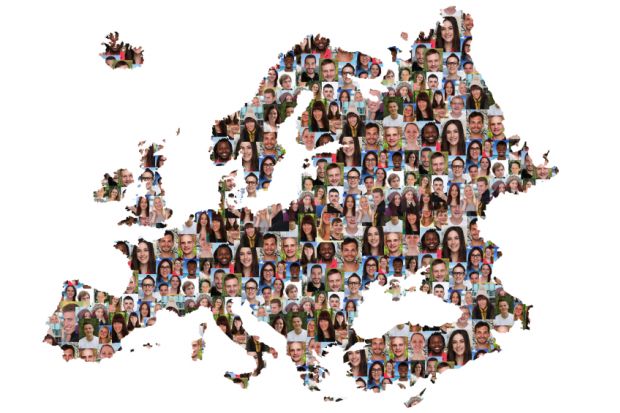Map of Europe with people's faces Map of Europe with people's faces