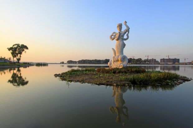 a mermaid statue in China