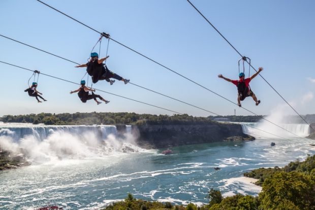 Adventurous people at Niagara Falls