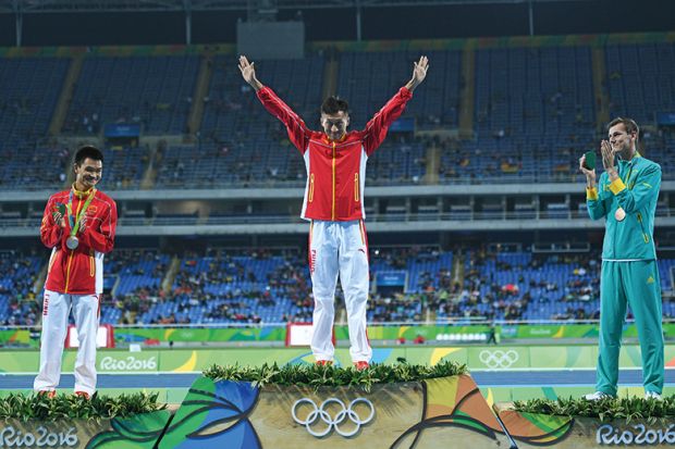 China and Australia on Olympic medal podium