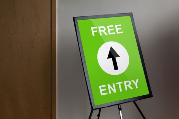 A sign reading "free entry", symbolising open access
