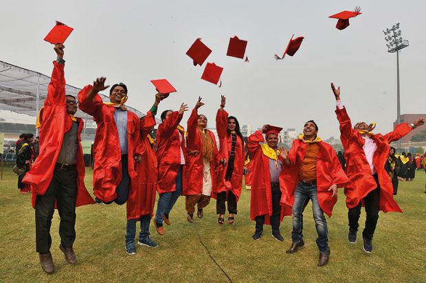 Students graduate at Jamia Millia Islamia (JMI) in New Delhi, India