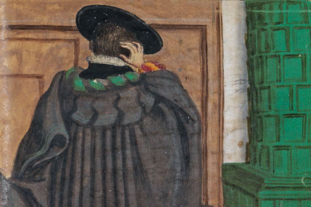 Painting of Matthäus Schwarz modelling clothes