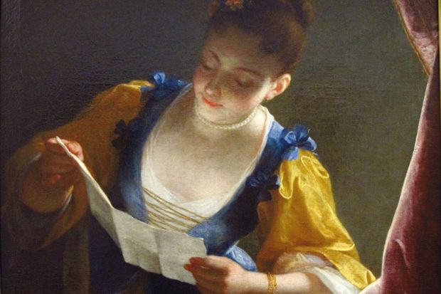 Painting of woman reading letter