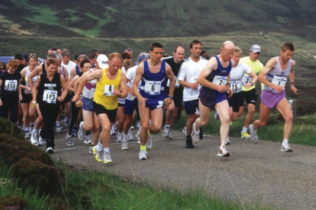 People competing in marathon, Scotland