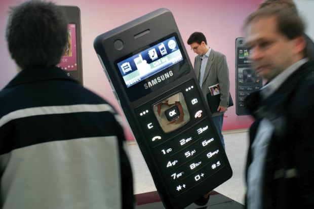 A sculpture of a giant mobile phone