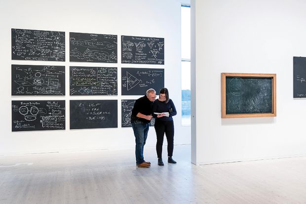 Chalkboards with equations by contemporary physicists