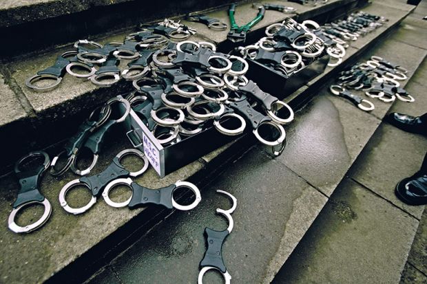 pile of handcuffs