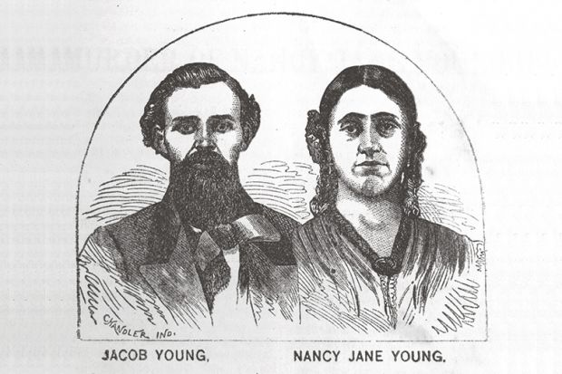 Profile sketches of Jacob and Nancy Jane Young