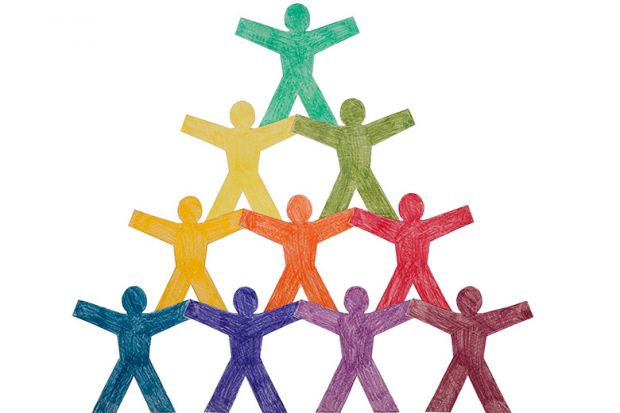 A pyramid of people (illustration) A pyramid of people (illustration)