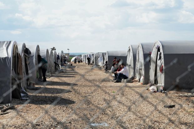 Kurdish refugees at a camp in Suruc, Turkey