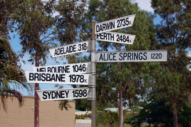 Signpost in regional Australia