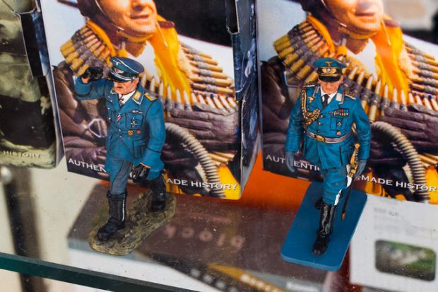 Riva del Garda, Italy - May 17, 2012 Soldiers toy of the nazi third reich of Germany in a display window of a toy shop.