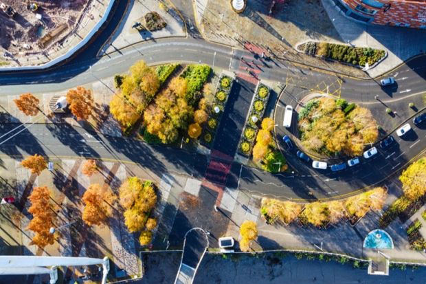 A complicated road junction in Newport, Wales, symbolising the tertiary system