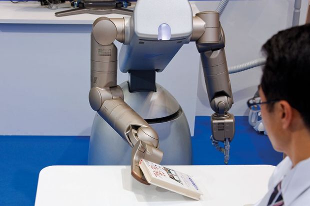 robot with book