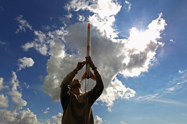 Enthusiasts prepare launch rockets as they gather for International Rocket Week to illustrate challenger institutions within higher education