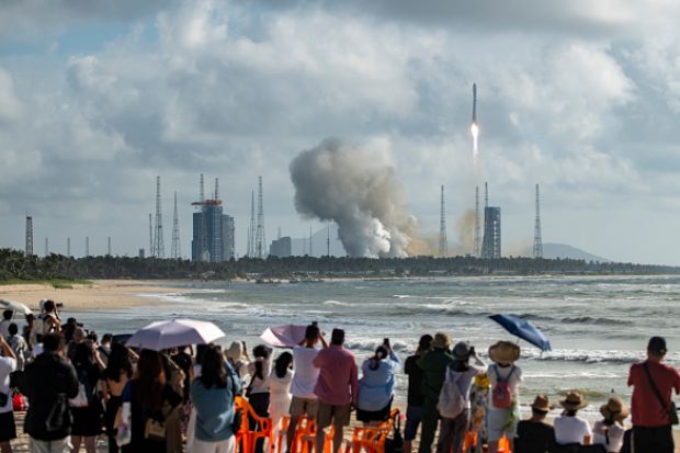 A Chinese Long March 12 carrier rocket blasts off from the Hainan commercial spacecraft launch site on 17 September 2026. 