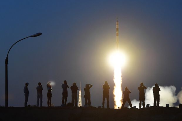 A rocket taking off