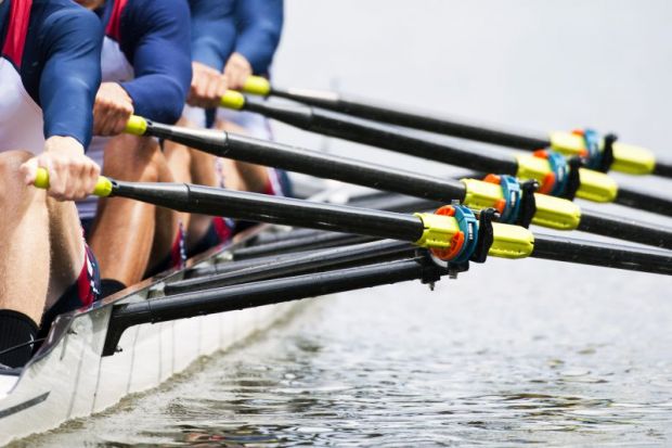 Rowing team as a metaphor for teamwork in science, the arts and research