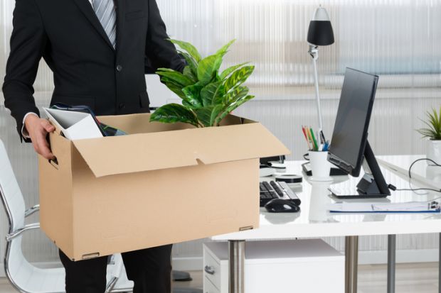 Sacked employee puts items in box