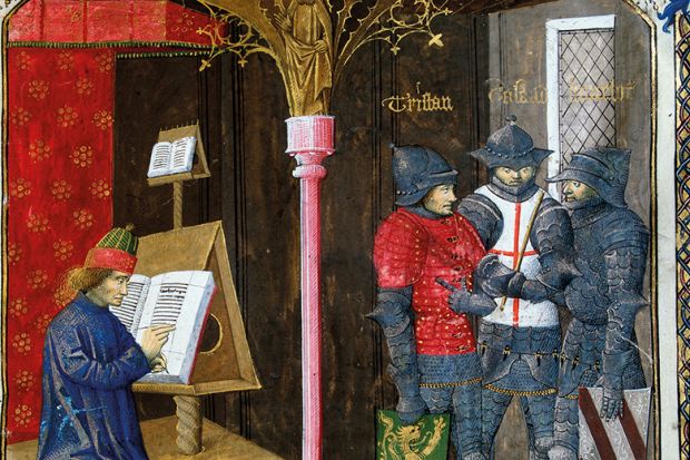 Detail from Miniature from the “Romance of Tristan” by Gilles Gracien and illuminated by Everard d’Espinques (Evrard d’Espinques), Conde Museum, Paris, France Detail from Miniature from the “Romance of Tristan” by Gilles Gracien and illuminated by Everard d’Espinques (Evrard d’Espinques), Conde Museum, Paris, France