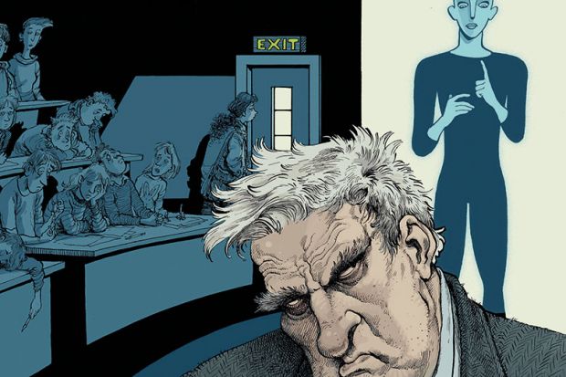 Illustration of professor and avatar Illustration of professor and avatar