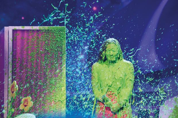 Person covered in green slime